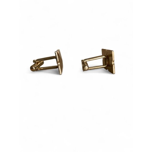 Vintage Razor Blade Gold Tone Cufflinks For Men Rectangular Bullet Back - Picture 3 of 4